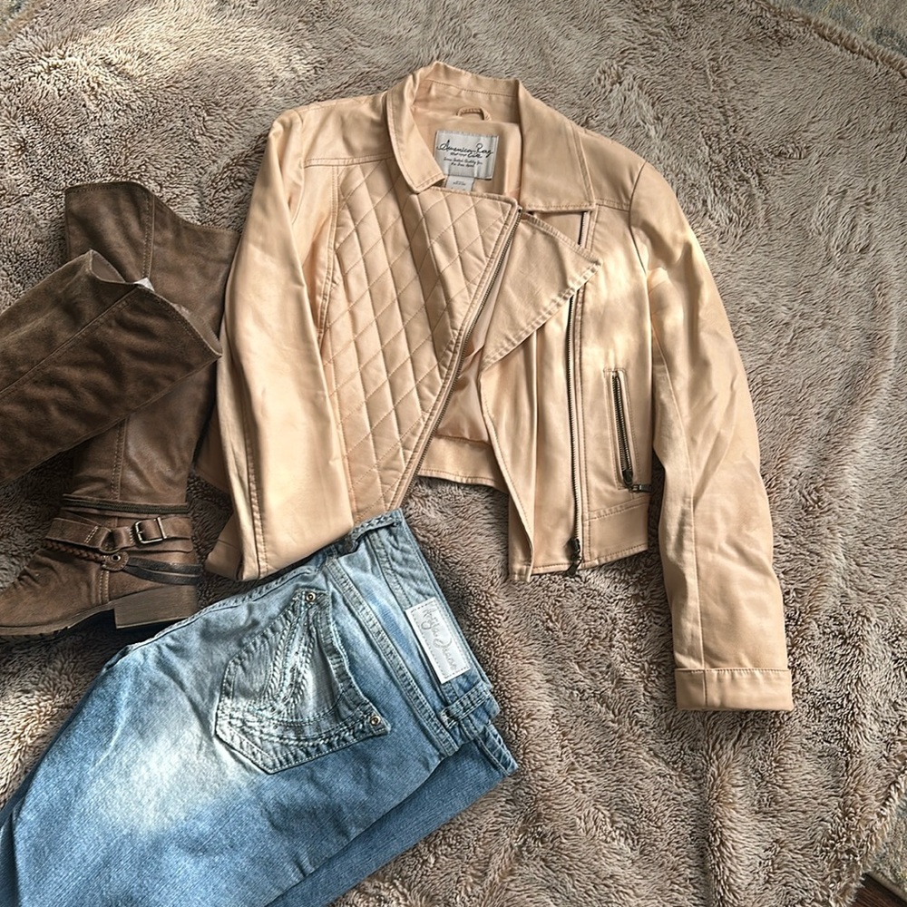 Faux leather moto jacket